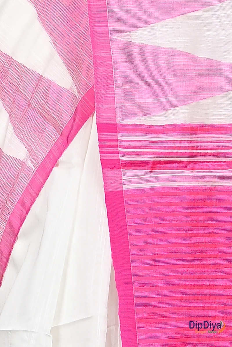 White Cotton Blended Pariva Hand Loom Saree (351)